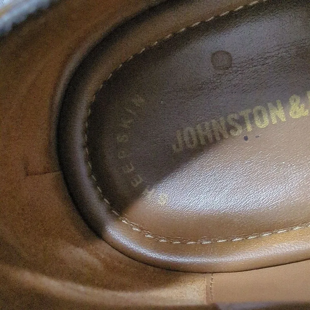 Johnston Murphy Sheepskin Medallion Toe Oxford Brown Leather 15-1760 Sz 11 M‎